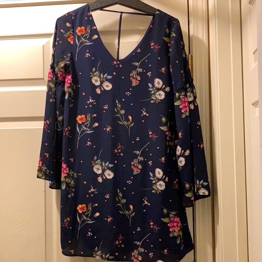 Navy Blue Flower Dress